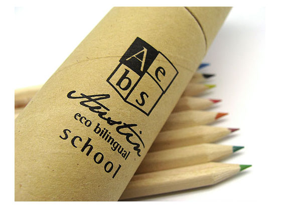 (Art. J123) Cilindro con lápices de colores ecológico. AEBS. Tampografia