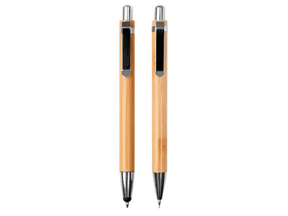(Art. CLM258SBP) Set bambú. Set de bolígrafo touch y lápiz mecánico