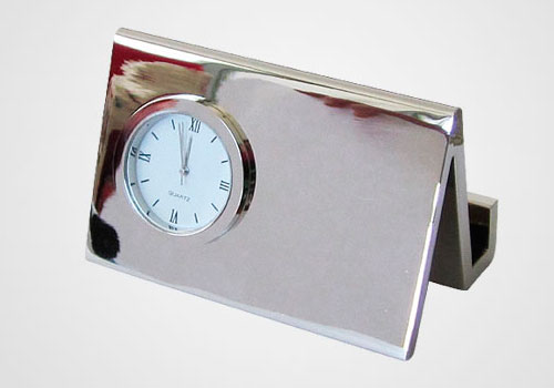(Art. CLM3601XT) Reloj de Escritorio Metálico con Porta tarjetas